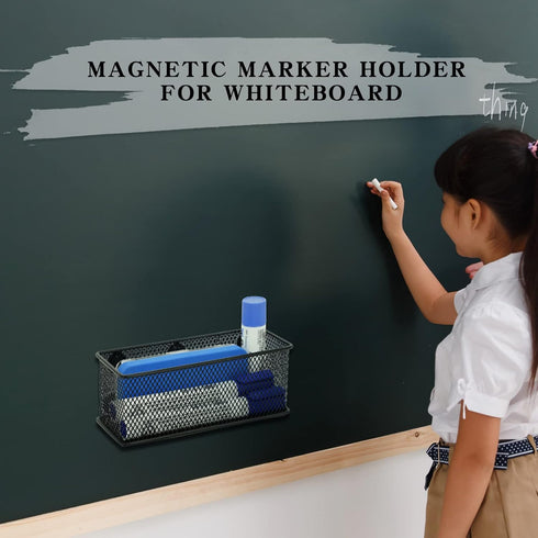 Magnetic Locker Organizer Pack of 3, Wire Mesh Storage Basket, Strong Magnet Holder for Dry Erase Markers