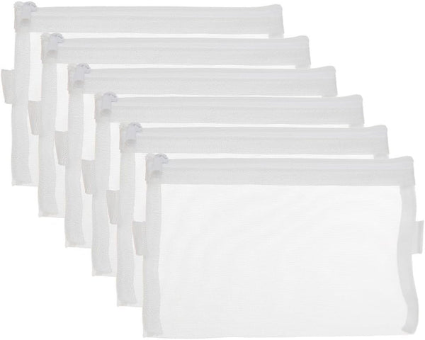 Zipper Files Bag, Breathable Transparent Mesh Documents Pocket Pouch for Office School Supplies (White, A6)