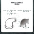 Everflow Supplies 1-1/2 x 1-1/4" 90 Degree Galvanized Malleable Iron Reducing Elbow
