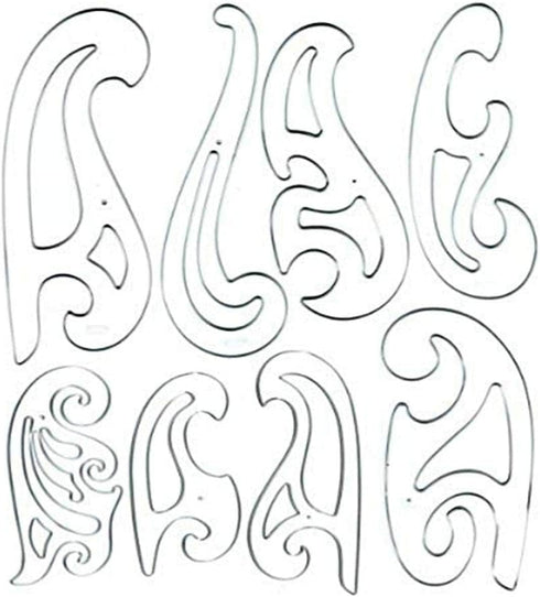 Westcott French Curve Template, Set of 8 (FC-8), Drawing Tool