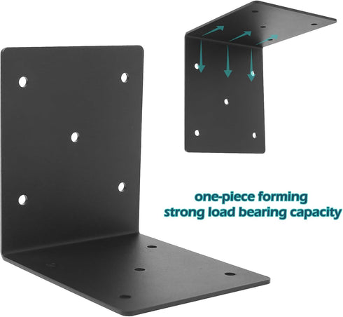 4 PCS Heavy Duty Steel Corner Brackets, 6"x6"x5"L Right Angle Bracket for Wood Shelves, Furniture