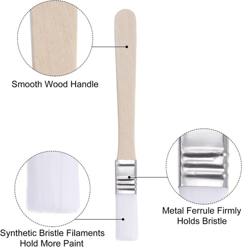 uxcell Small Paint Brush 0.5" Width Nylon Bristle with Wood Handle, 6Pcs Painting Tool for Wall, Door, Cabinets,