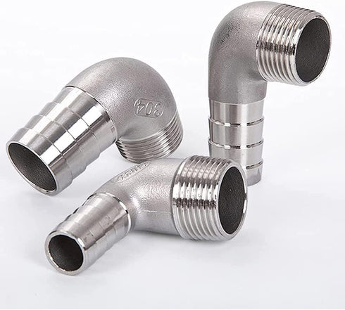 Joywayus 1" Hose Barb x 3/4" NPT Male Home Brew Pipe Fitting - Stainless Steel 90 Degree Elbow Adapter