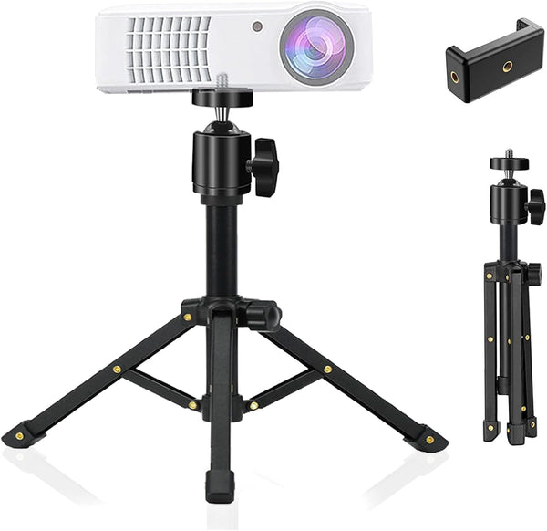 JCWINY Mini Projector Stand, All Metal Mini Tripod Desktop Tabletop Stand Compact