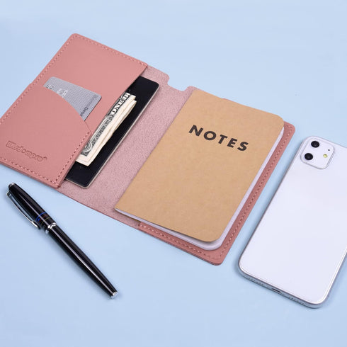 Wisdompro 2 Pack Journal Cover, PU Leather Notebook Cover for Field Notes or 3.5" x 5.5" Pocket Notebooks - Pink