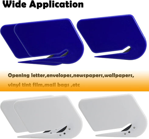 Desk Letter Opener Envelope Slitter - Concealed Blade Cutter Letter Knife Mail Opener Package Opening Tool, White and
