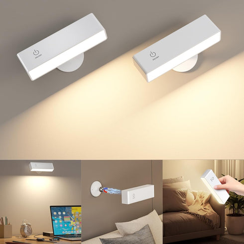 YiLaie LED Magnetic Wall Sconce Lights, 2Pack 4000mAh Battery Operated Wall Sconce,