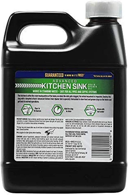 Zep Advanced Kitchen Drain Opener - 32 ounces, Formulated for Grease, Food, and Oil-Safe for Disposal
