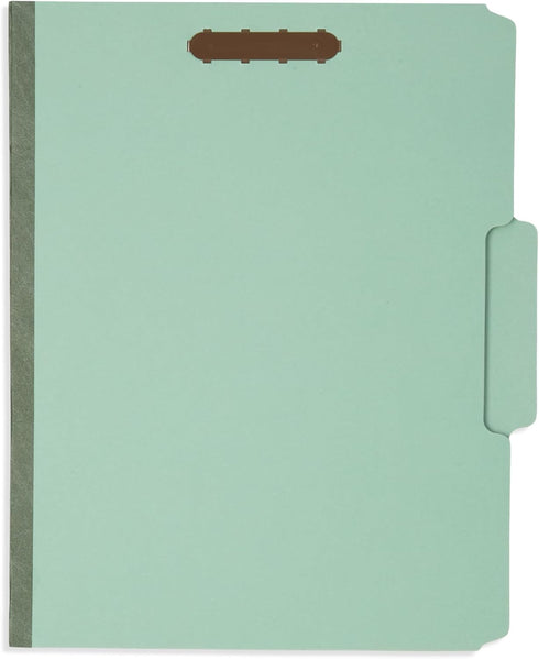 Blue Summit Fastener Folder, 2” Expansion, Letter Size, Gray/Green, 25 Pack