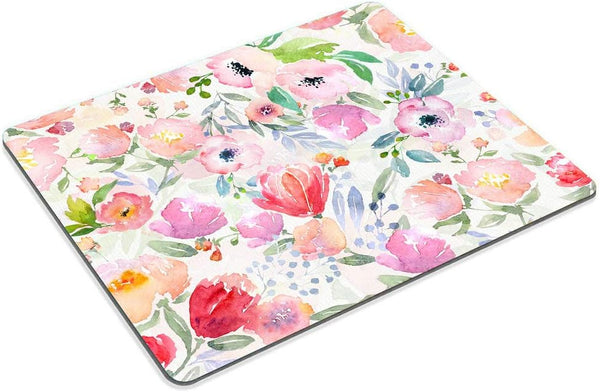 Smooffly Gorgeous Watercolor Pink Flowers Pattern Decorative Mouse Pad, Colorful Vintage Floral Custom Art Mouse Pads