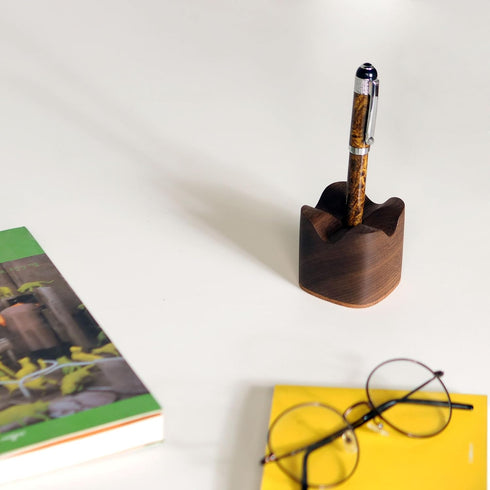 Wood Pen Tray (M01-WALNUT), Wooden Desk Organizer Tray, Minimalist Pen Holder, Wooden Pen Rest (WALNUT)