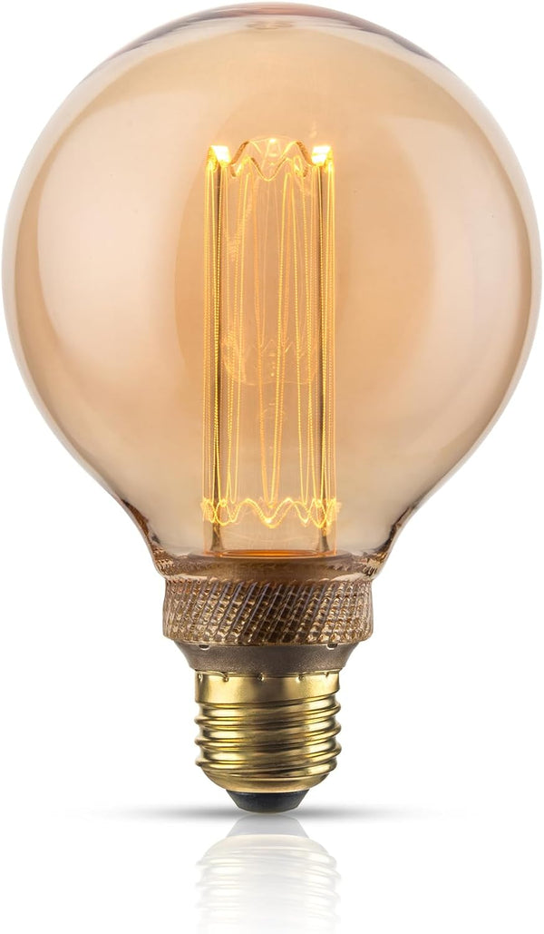 Globe Edison LED Light Bulb, Vintage Decorative Dimmable Bulb Round Glass Cover,
