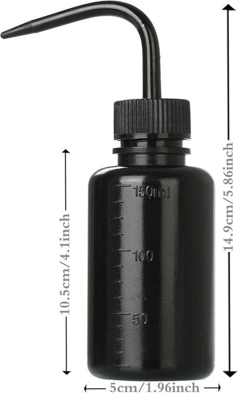 2Pcs Tattoo Wash Bottle 150ml, 5oz Water Squirt Bottle for Medical Succulent Cleaning, Black&Blue