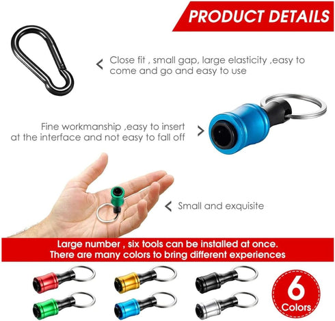 1/4 inch Hex Shank Bit Holder, 6pcs Quick Release Drill Bit Holder for Impact Driver, Portable Screwdriver Bits Holder