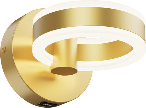 LED Wall Sconces with ON/Off Switch, Gold Rotatable Hardwired Wall Light Fixtures,