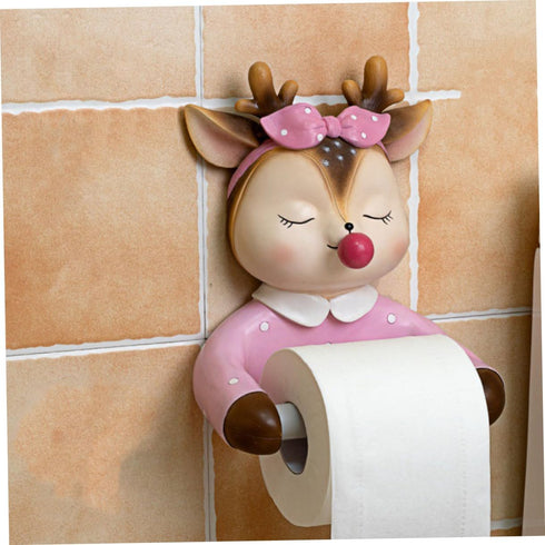 1pc POPETPOP Cute Cartoon Toilet Paper Holder Decorative Roll Paper Shelf for Bathroom Wall-Mounted Design Functional