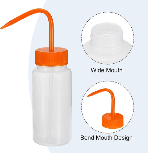PATIKIL 250ml Wash Bottle, 6pcs Plastic Squeeze Bottle Wide Mouth for Lab Cleaning, Washing, Irrigation Liquid Storage,