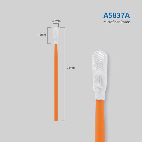 2.8" Cleaning Polyester Swabs (100 pcs, Orange, Length/Swab Head Width=72 mm/3.7 mm, Round Head) Tiny Knitted Polyester Lint-Free Swabs General Purpose Cleanroom Swab Sticks (A5837A)