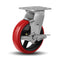 6"X2" Heavy Duty Industrial Casters: Crowned Polyurethane Tread, 1200 lbs Load Capacity, Swivel with Brake