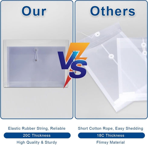Clear Poly Envelopes with String Closure - 20 Pack, EGOSKY Transparent Envelope Folders for School