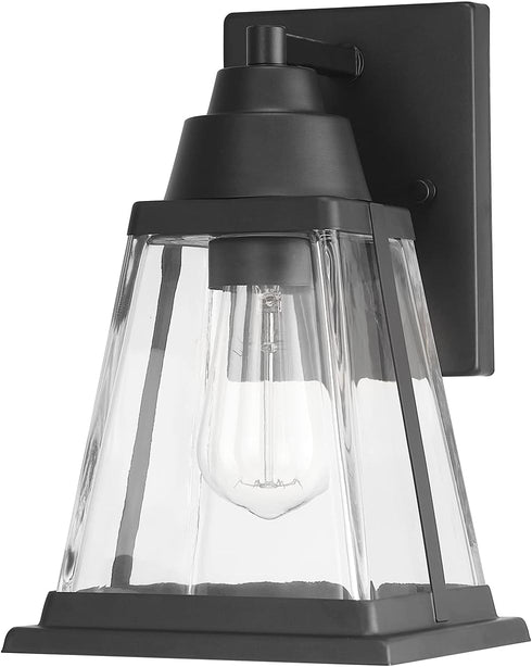 44697 1-Light Bulb Globe Electric Merle Outdoor Wall Sconce, Bronze, Clear Glass Shade, Brown, Not Included