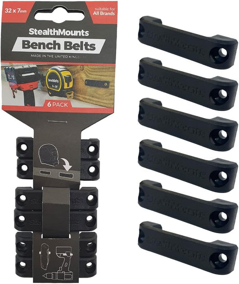 StealthMounts Bench Belt - Universal Tool Holder | Tool Holster Set - 6 Pack for Power Tools, Tape Measures, and Clips