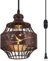 YLONG-ZS Plug in Pendant Lights with 16Ft Hanging Cord and On/Off Dimmer Switch, Farmhouse Industrial Metal Swag
