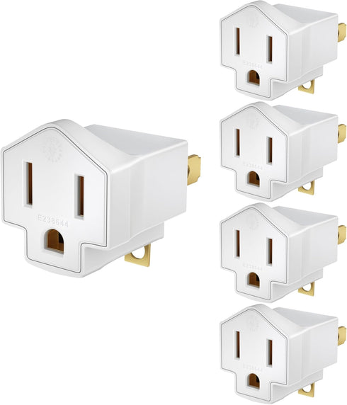 Maximm 2 Prong to 3 Prong Adapter, Ground Lifter Plug and Outlet Converter, 5 Pack, UL and ETL Listed