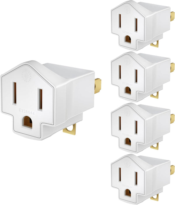 Maximm 2 Prong to 3 Prong Adapter, Ground Lifter Plug and Outlet Converter, 5 Pack, UL and ETL Listed
