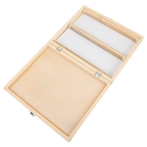 Wooden Microscope Slide Storage Box, Specimen Organizer with Lid for Laboratory, Classroom, Home Use