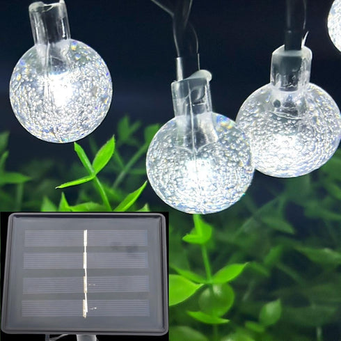 Solar String Lights Outdoor, 20ft 30 LEDs Waterproof White Crystal Globe Fairy Lights, 8 Modes for Holiday Party Gardens
