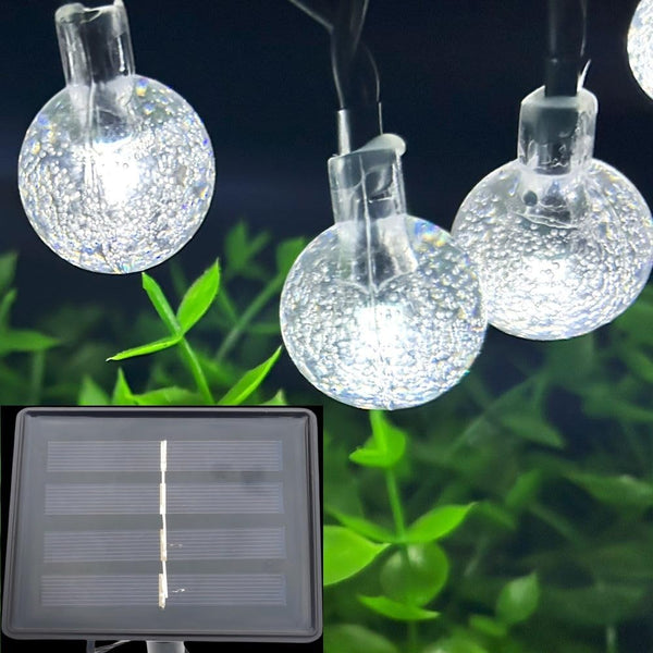 Solar String Lights Outdoor, 20ft 30 LEDs Waterproof White Crystal Globe Fairy Lights, 8 Modes for Holiday Party Gardens