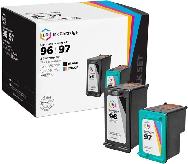 LD Products Remanufactured Ink Cartridges for HP 96 and 97 (2 Pack) - Compatible with DesignJet 5940, 5740, OfficeJet
