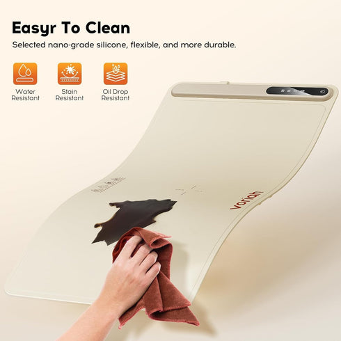 3 Settings Warming Mat for Food, Voriah Electric Warming Tray with Temp & Auto Shut-Off, Food Warmer with Thick