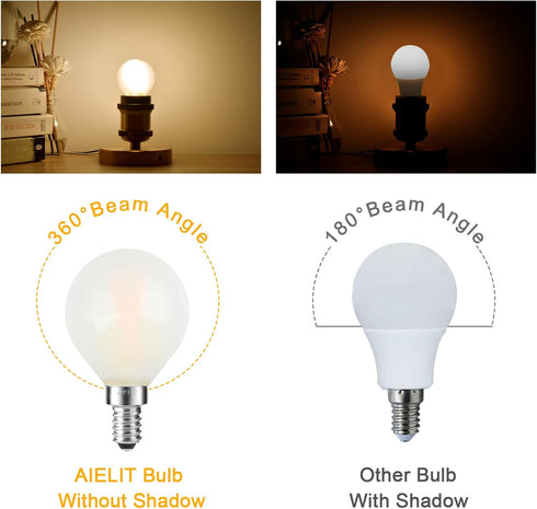 Frosted E12 LED Light Bulbs, 25-Watt Equivalent, Warm White 2700K, 2W G15/G50 Globe LED Bulb, 8 Pack
