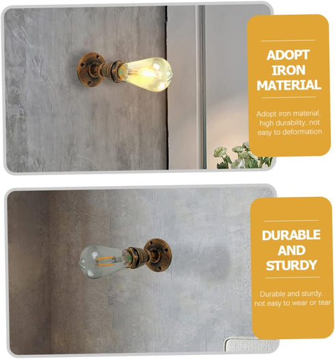 KALLORY Vintage Rustic Wall Sconce - Iron Light Fixture for Home