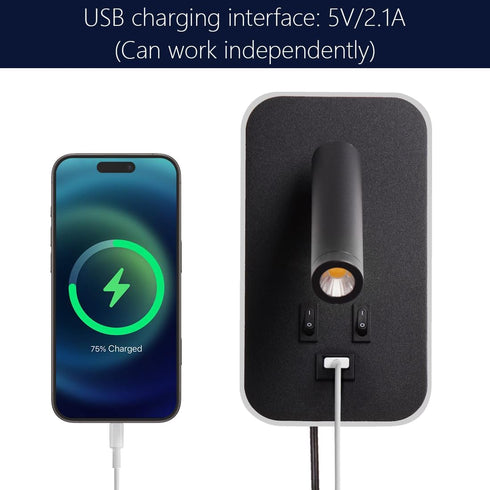 AWEKLIY Wall Mounted LED Reading Light for Bed Headboard, Bedside Wall Sconces USB Charging, Night Light for Bedroom