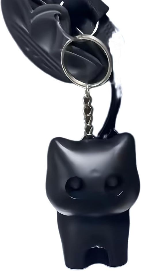 Generic Cozy Cute Black Cat Night Light Keychain Mini Kawaii Cat Lamp with Sound, Aesthetic Desk Decor & Gift