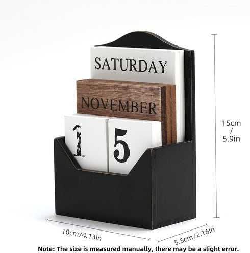 Perpetual Calendar Wooden Blocks Calendar for Home Valentines Day Gift Decor Office Decorations Desk Date Week Month