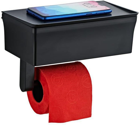 YWHWXB Toilet Paper Holder with Shelf and Storage Cabinet,Wall Mounted Toilet Tissue Holder,Plastic Toilet Paper Roll
