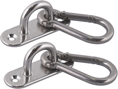 2-Pack M6 Ceiling & Wall Mount Hanging Hardware Fitting Set, 304 Stainless Steel Heavy Duty Strip Pad Eye Hook Plate +
