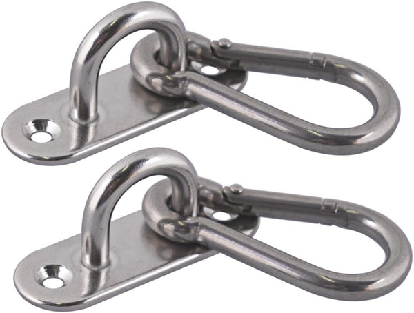 2-Pack M6 Ceiling & Wall Mount Hanging Hardware Fitting Set, 304 Stainless Steel Heavy Duty Strip Pad Eye Hook Plate +