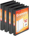 Cardinal Economy 3 Ring Binder, 1 Inch, Presentation View, Black, Holds 225 Sheets, 4 Pack