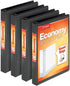 Cardinal Economy 3 Ring Binder, 1 Inch, Presentation View, Black, Holds 225 Sheets, 4 Pack