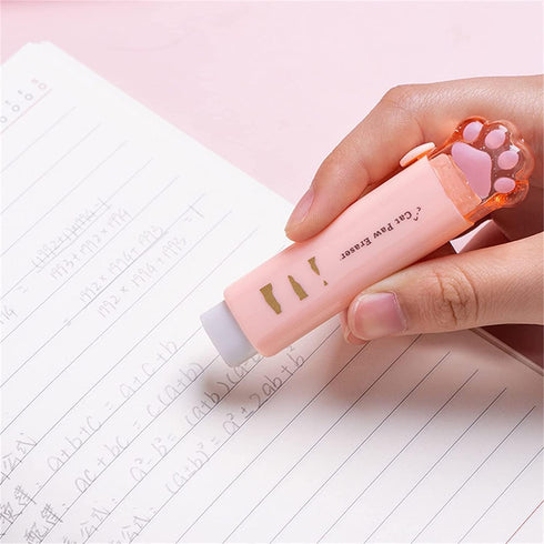 Cat Paw Shaped Retractable Erasers, Traceless Push-Pull Rubber for Kids, Cute Eraser for Students, Writing Office