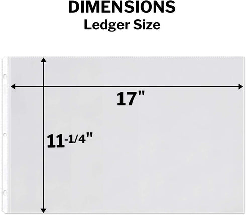 Dunwell 11x17 Sheet Protectors, 50 Pack HeavyWeight, 11 x 17" Ledger Size Plastic Sleeves for 3-Ring Binders