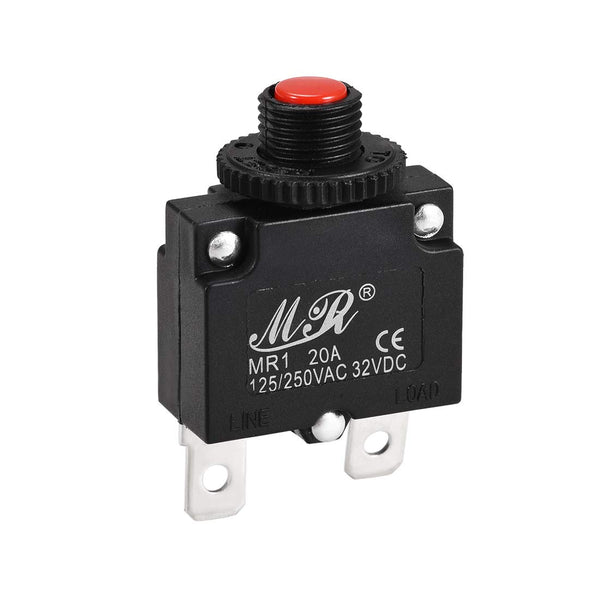 uxcell Thermal Circuit Breaker 20 Amp Push Button Reset Overload Protector 125/250V AC 32V DC with Terminal