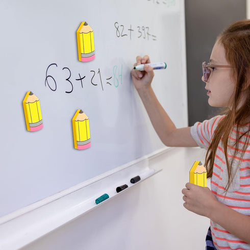 Dry Erase Erasers 8 Pcs Magnetic Whiteboard Erasers Cute for Classroom Office and Home (Pencil)