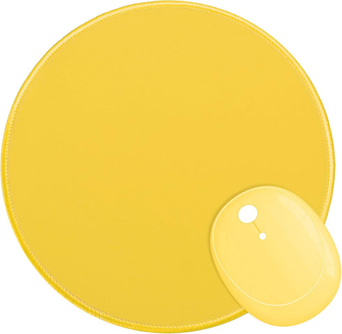 Dapesuom Round Mouse Pad, 8.7 x 8.7 Inch Premium-Textured Washable Non-Slip Rubber Base Cute Small Mouse Mat (Yellow)