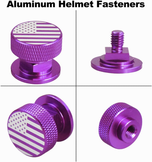 Welding Hood Pipeliner Helmet Fasteners, Purple American USA Flag Pattern Aluminum Headgear Replacement Parts, Durable